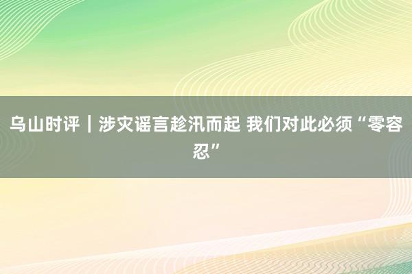 乌山时评｜涉灾谣言趁汛而起 我们对此必须“零容忍”