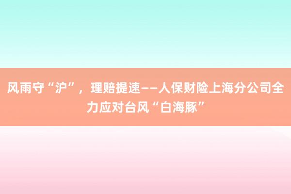 风雨守“沪”，理赔提速——人保财险上海分公司全力应对台风“白海豚”