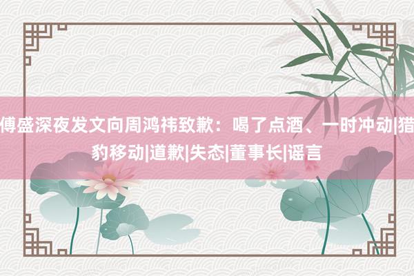 傅盛深夜发文向周鸿祎致歉：喝了点酒、一时冲动|猎豹移动|道歉|失态|董事长|谣言