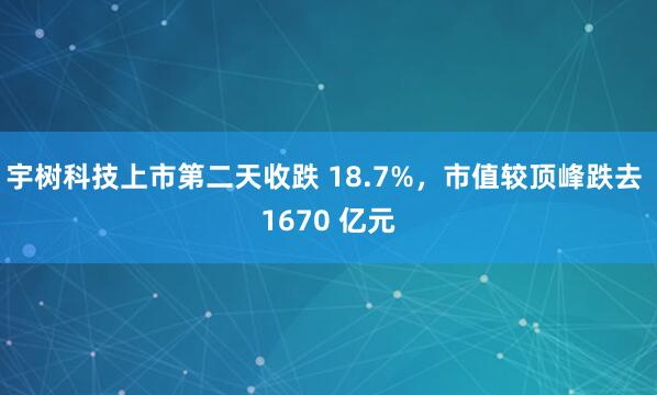 宇树科技上市第二天收跌 18.7%，市值较顶峰跌去 1670 亿元