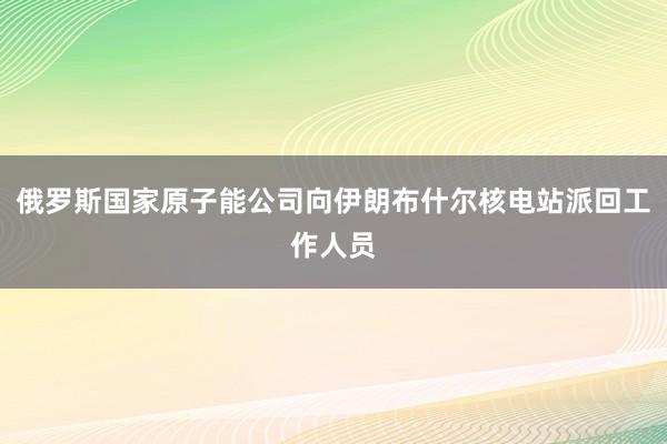 俄罗斯国家原子能公司向伊朗布什尔核电站派回工作人员