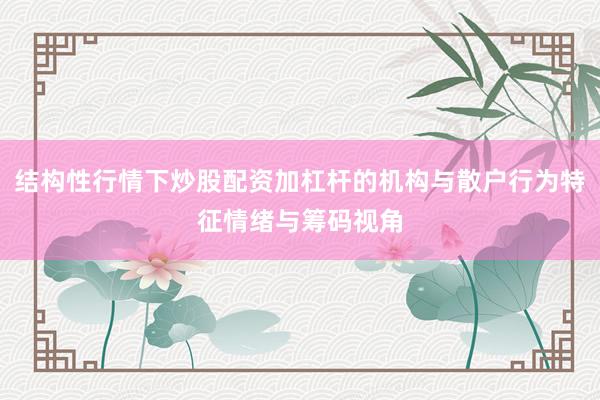 结构性行情下炒股配资加杠杆的机构与散户行为特征情绪与筹码视角