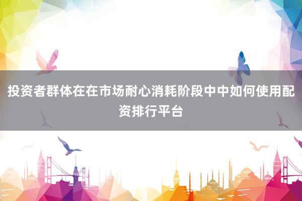 投资者群体在在市场耐心消耗阶段中中如何使用配资排行平台