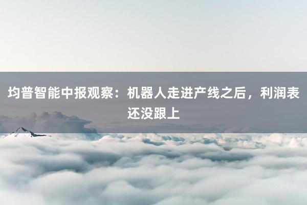 均普智能中报观察：机器人走进产线之后，利润表还没跟上