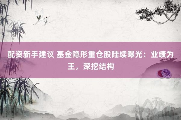 配资新手建议 基金隐形重仓股陆续曝光：业绩为王，深挖结构
