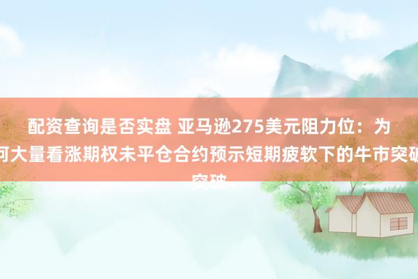 配资查询是否实盘 亚马逊275美元阻力位：为何大量看涨期权未平仓合约预示短期疲软下的牛市突破