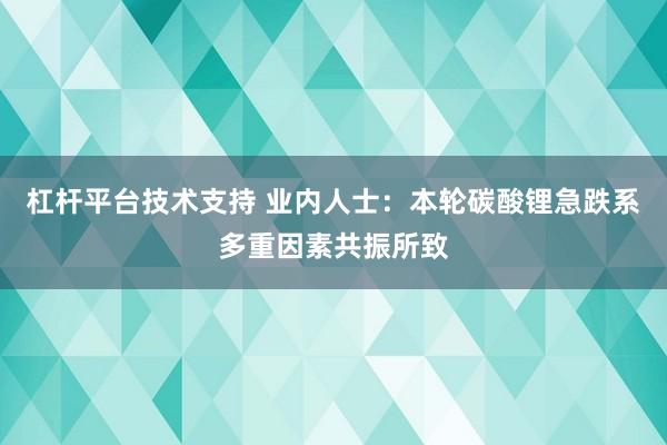 杠杆平台技术支持 业内人士：本轮碳酸锂急跌系多重因素共振所致