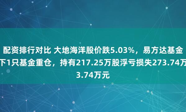 配资排行对比 大地海洋股价跌5.03%，易方达基金旗下1只基金重仓，持有217.25万股浮亏损失273.74万元