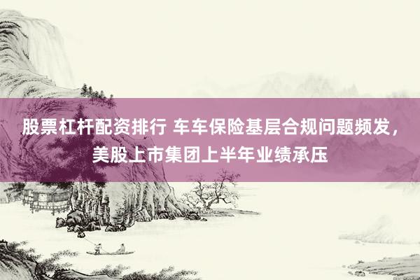 股票杠杆配资排行 车车保险基层合规问题频发，美股上市集团上半年业绩承压